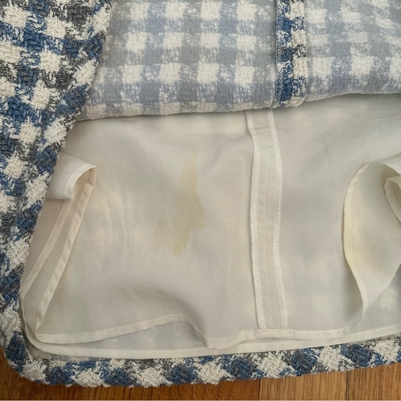 Sandro Womens Blue Calia Tweed Houndstooth Button Check Mini Skirt Size FR 4. @ - Picture 4 of 16